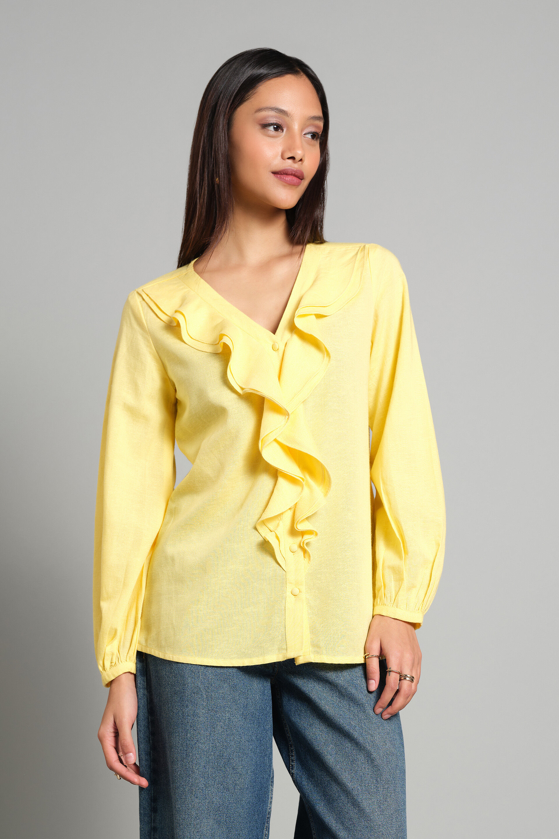 All In The Ruffles Top, Yellow, image 1